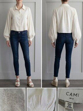 CAMI NYC Floral Embroidery Cotton Crop Top - Size XXS NWT